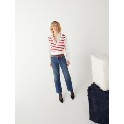 jeans mom fit blue vista anteriore indossato