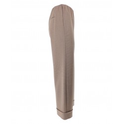 Pantaloni in jersey punto milano beige vista laterale