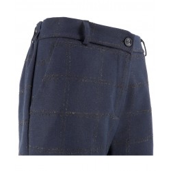 Pantaloni eleganti blu vista anteriore  dettaglio bustino