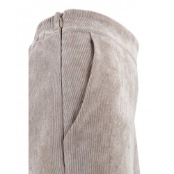 Pantaloni in velluto beige vista anteriore dettaglio zip e tasca