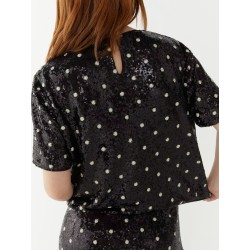 T-shirt paillettes nero vista posteriore indossato