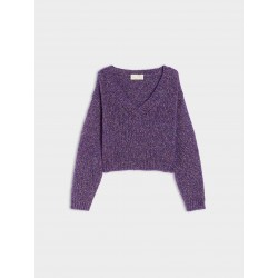 Maglia cropped viola vista anteriore