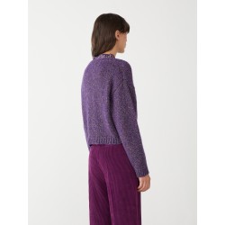 Maglia cropped viola vista posteriore indossato