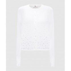 Cardigan con strass bianco vista anteriore