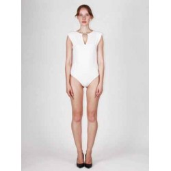 Body con spalline bianco vista anteriore indossato