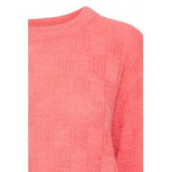 Pull in Lana Mujer rosa coral vista dettaglio collo